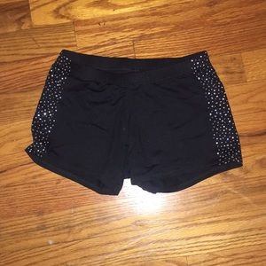 Black Spandex Shorts with Rhinestones